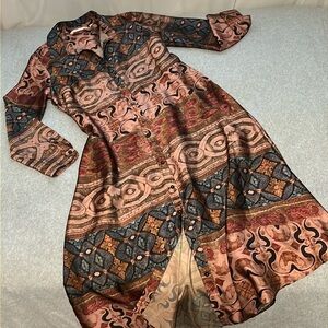 Soft Surroundings Boho Long Dress Small 8420411 Button Front Longsleeve Fall